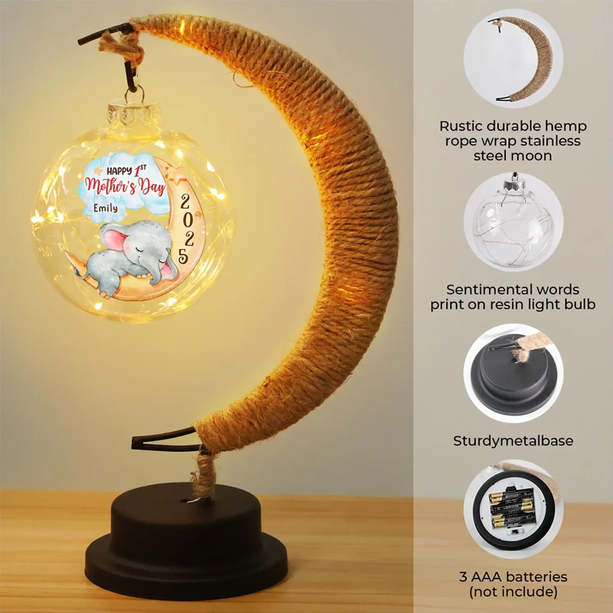 Our First Gift, Our Forever Love - Family Personalized Custom Moon Lamp Light - Mother's Day, Baby Shower Gift, Gift For First Mom - Image 4