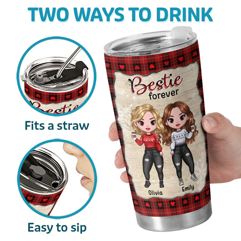 Our Friendship Is A True Blessing To Me - Bestie Personalized Custom Tumbler - Christmas Gift For Best Friends, BFF, Sisters - Image 3
