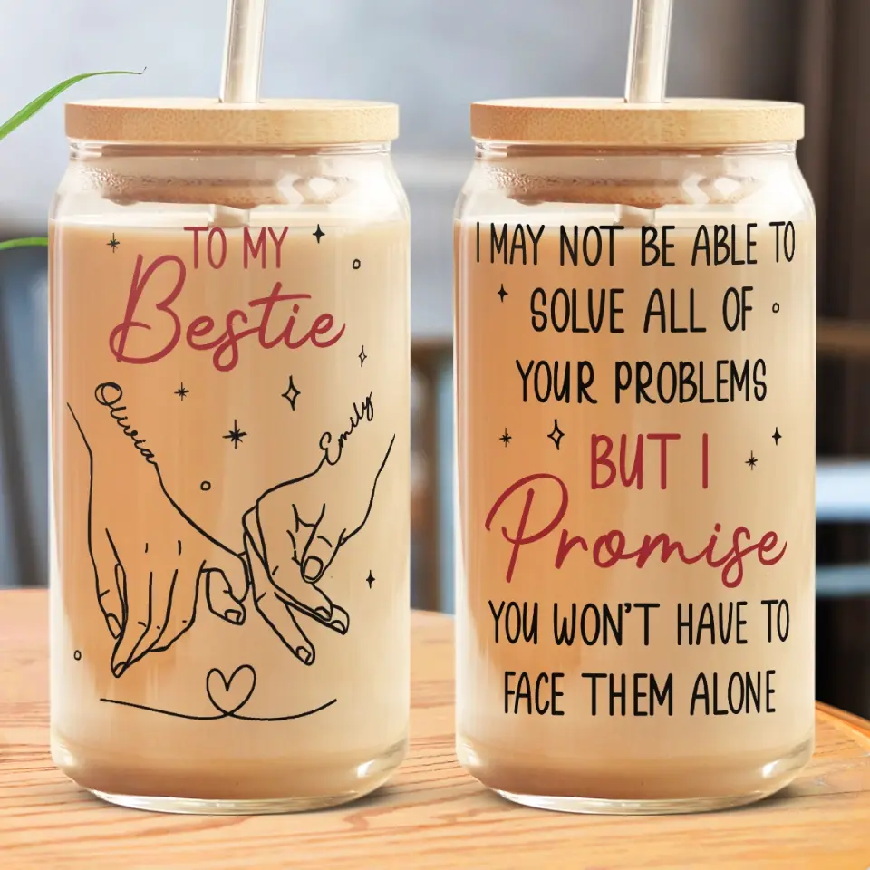 Our Friendship Is Endless - Bestie Personalized Custom Glass Cup, Iced Coffee Cup - Gift For Best Friends, BFF, Sisters - Image 3
