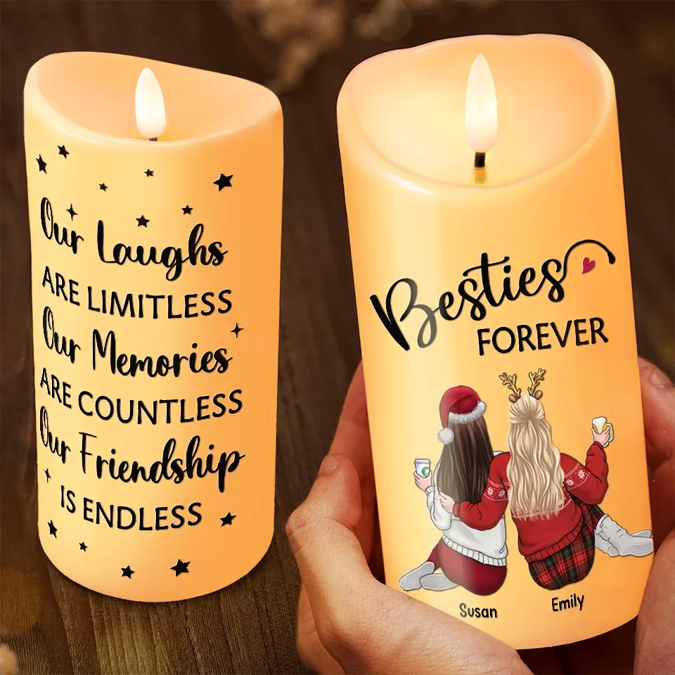 Our Friendship Is Endless - Bestie Personalized Custom LED Candle - Christmas Gift For Best Friends, BFF, Sisters - Image 3