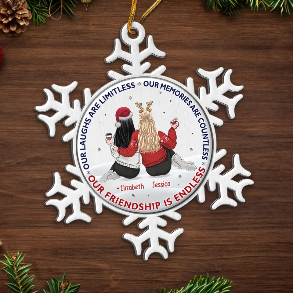 Our Friendship Is Endless- Bestie Personalized Custom Ornament - Metal Custom Shaped - Christmas Gift For Best Friends, BFF, Sisters - Image 6