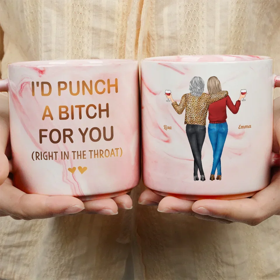 Our Friendship Knows No Distance - Bestie Personalized Custom Marble Mug - Christmas Gift For Best Friends, BFF, Sisters - Image 4