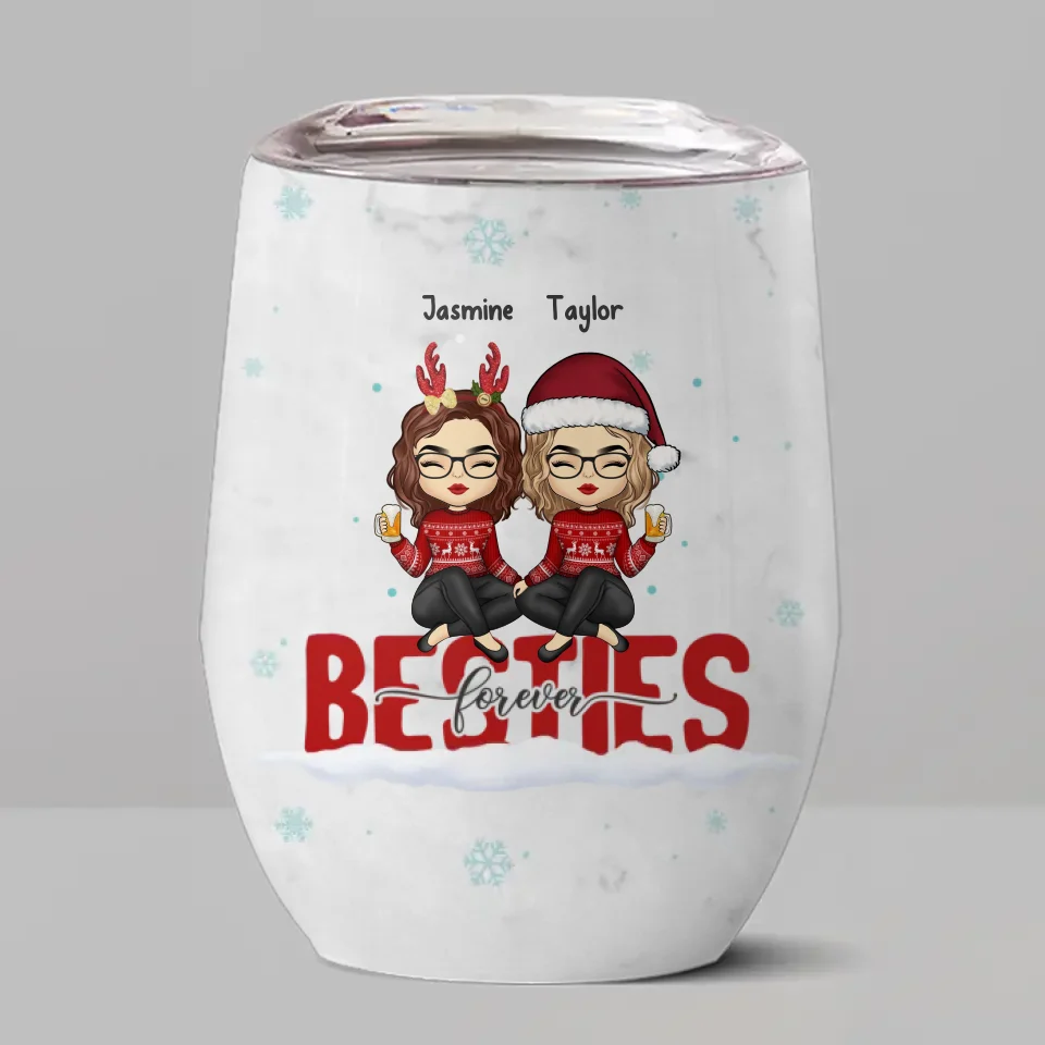 Our Friendship Lasts Forever - Bestie Personalized Custom Wine Tumbler - Christmas Gift For Best Friends, BFF, Sisters - Image 2