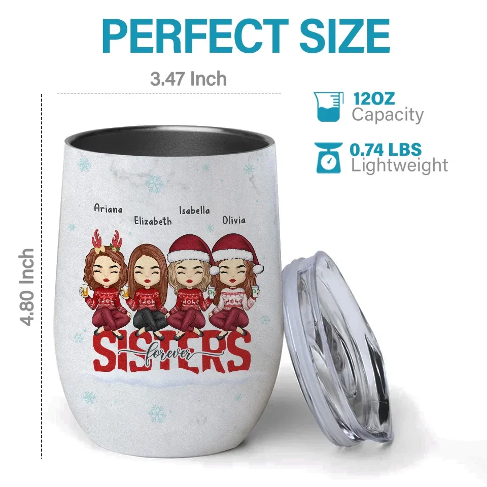Our Friendship Lasts Forever - Bestie Personalized Custom Wine Tumbler - Christmas Gift For Best Friends, BFF, Sisters - Image 3