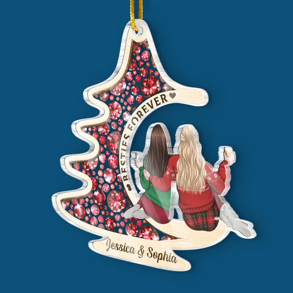 Our Friendship Makes The Season Even More Joyful - Bestie Personalized Custom Ornament - Acrylic Custom Shaped - Christmas Gift For Best Friends, BFF, Sisters - Image 3