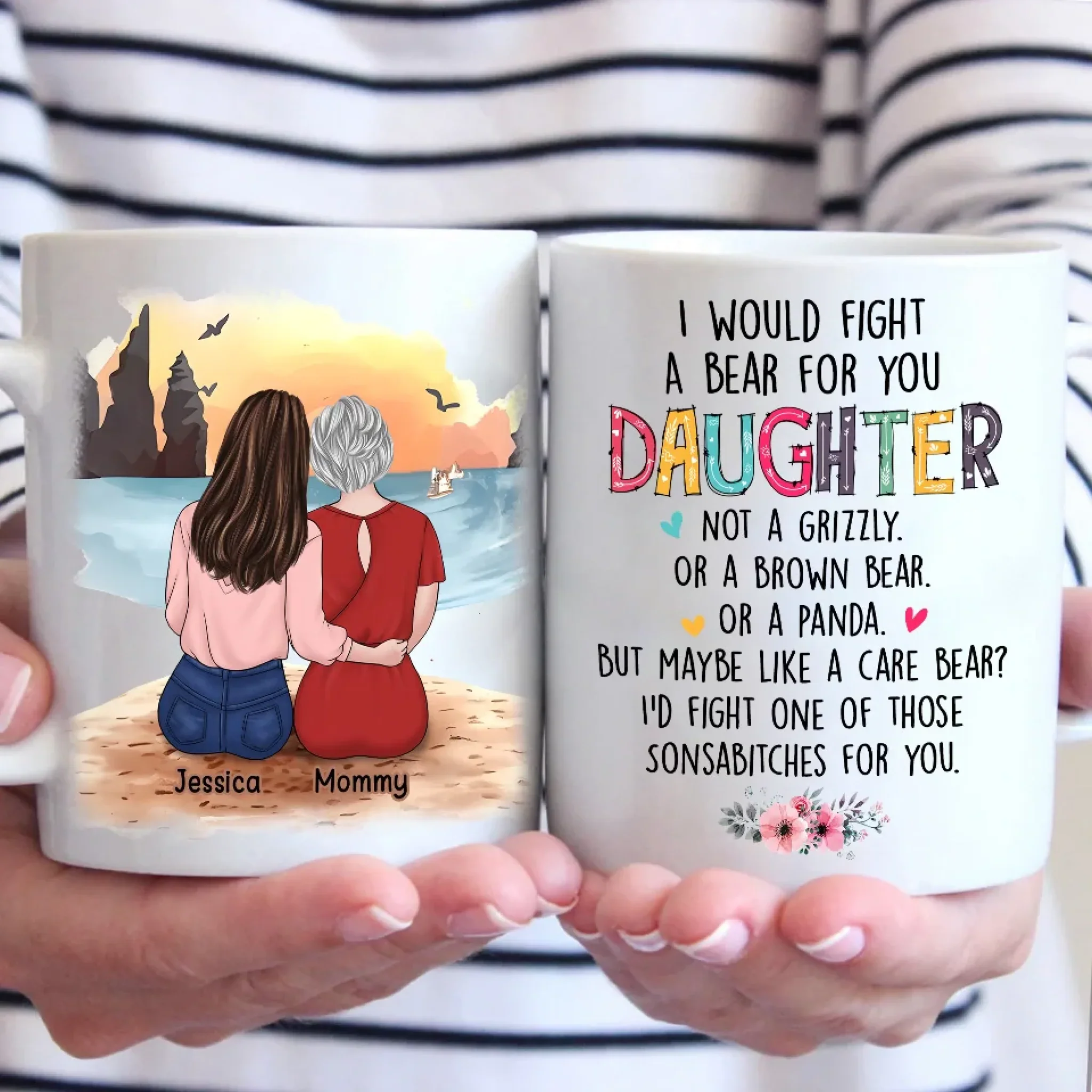 Our Hearts Are Bound Together By Laughter - Family Personalized Custom Mug - Gift For Mom, Daughter - Image 3