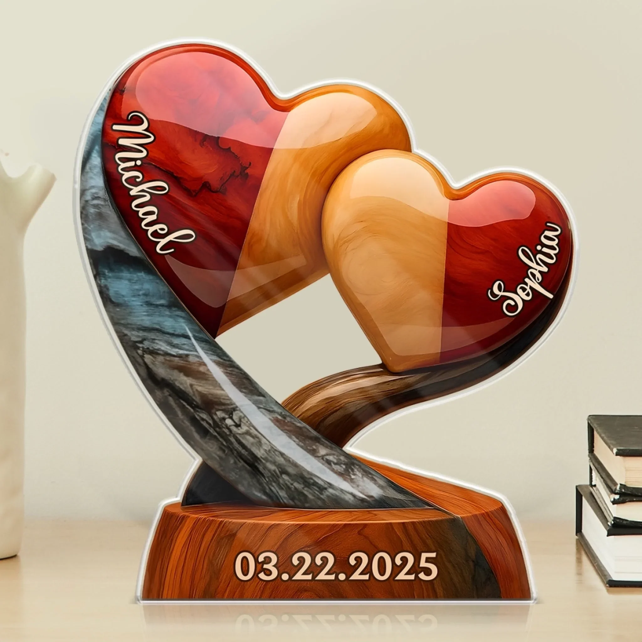 Our Hearts Beat As One - Couple Personalized Custom Acrylic Plaque Custom Shape - Gift For Husband Wife, Anniversary - Image 3