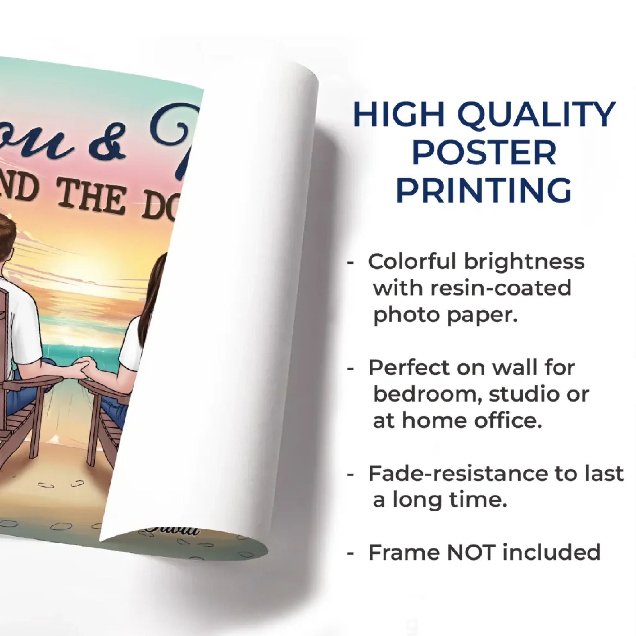 Our Hearts Beat As One - Couple Personalized Custom Horizontal Poster - Gift For Husband Wife, Anniversary - Image 5