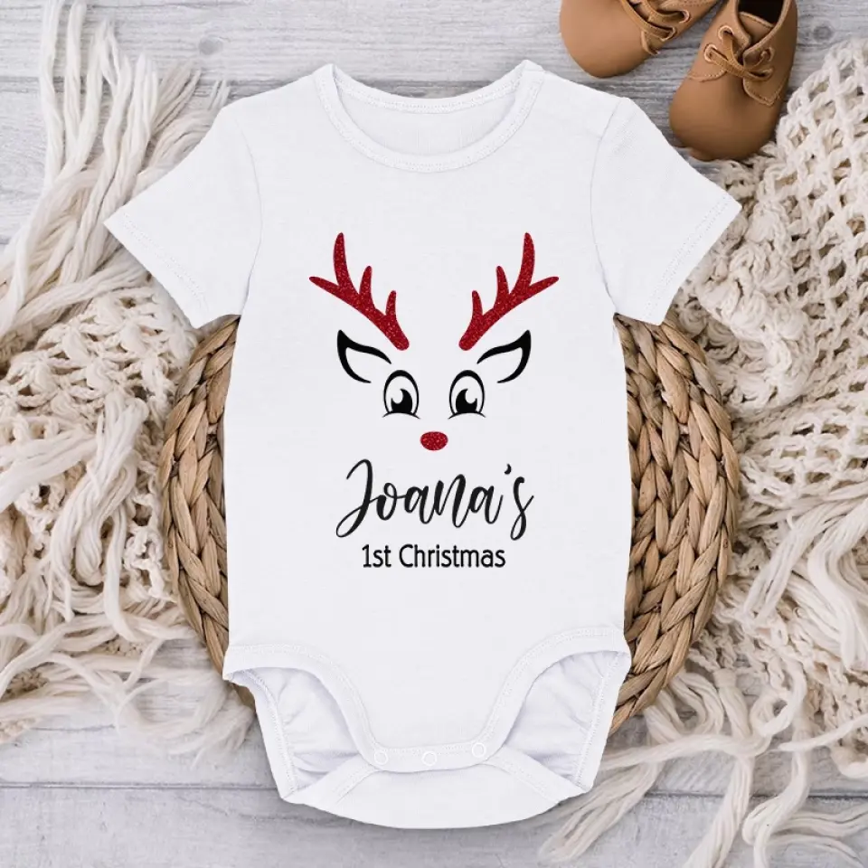 Our Hearts Overflow With Endless Love For Our Little Reindeer - Family Personalized Custom Baby Onesie - Christmas Gift For Baby Kids, Newborn Baby - Image 3