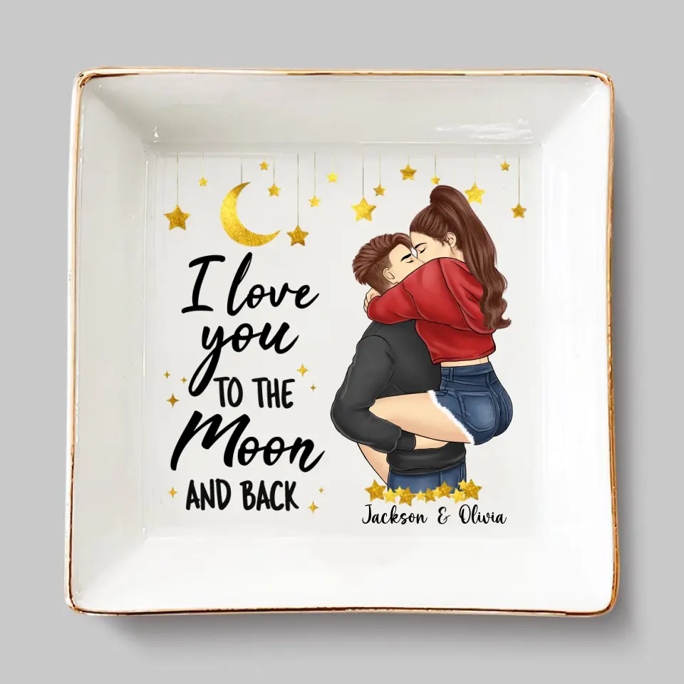 Our Hearts Speak The Same Language - Couple Personalized Custom Jewelry Dish - Gift For Husband Wife, Anniversary - Image 2