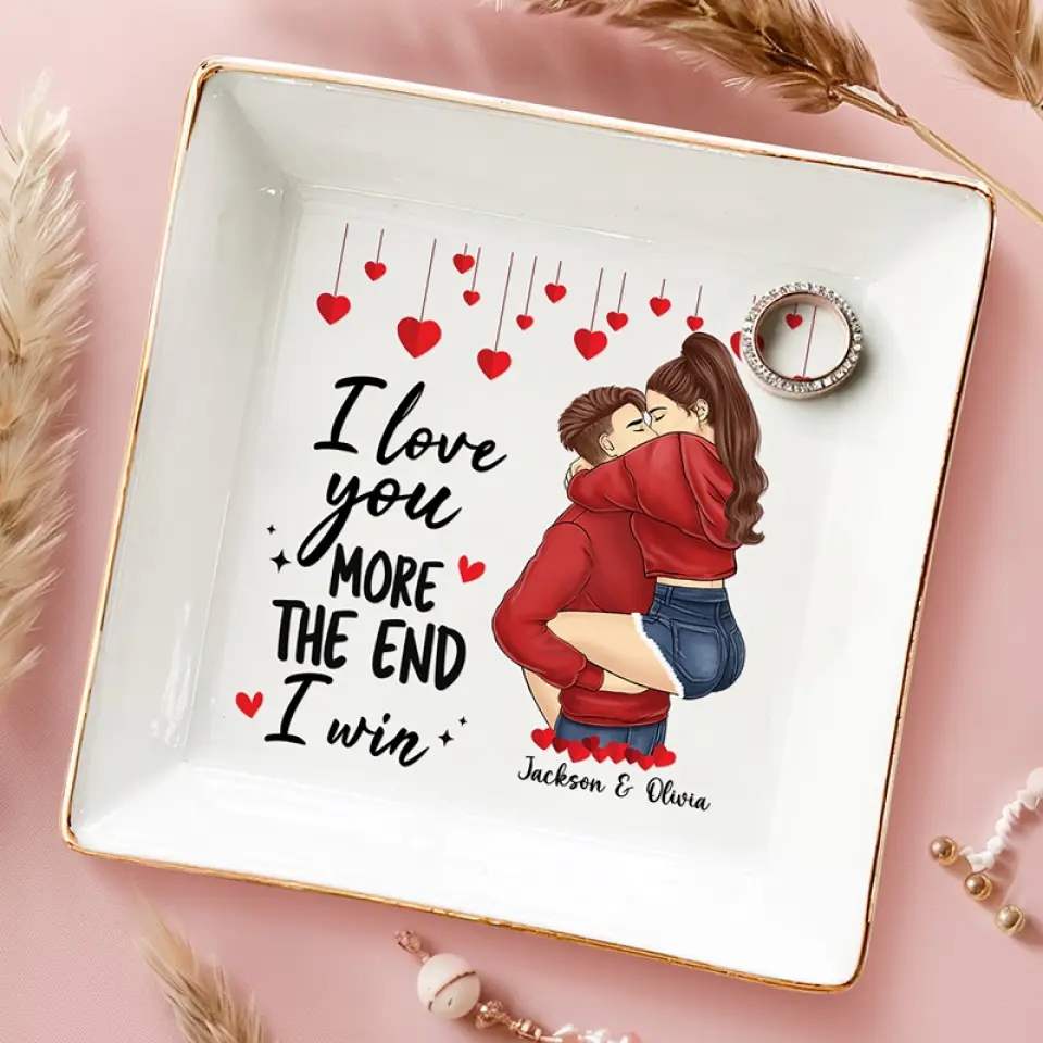 Our Hearts Speak The Same Language - Couple Personalized Custom Jewelry Dish - Gift For Husband Wife, Anniversary - Image 3