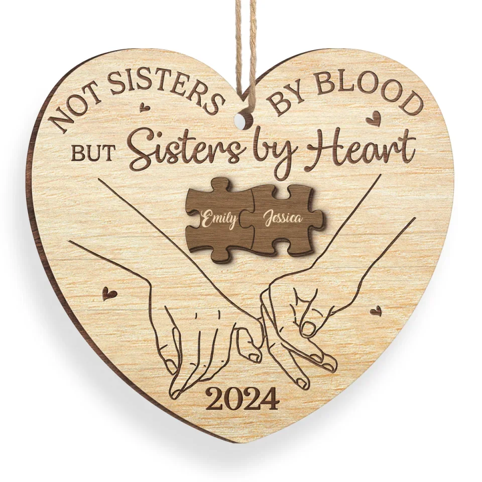 Our Hearts Tied Together - Bestie Personalized Custom Ornament - Wood Custom Shaped - Christmas Gift For Best Friends, BFF, Sisters - Image 3