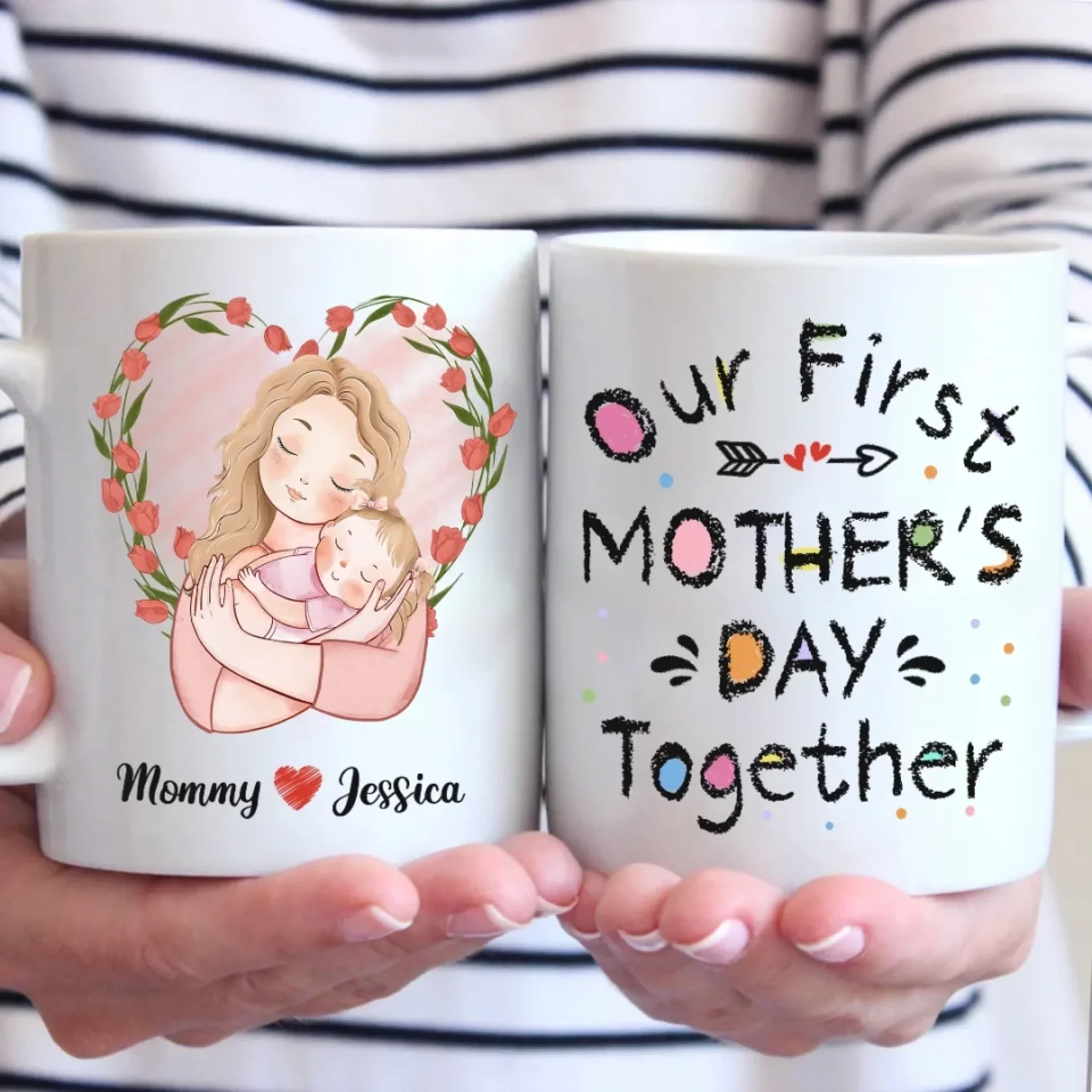 Our Journey Begins With Love - Family Personalized Custom Mug - Mother's Day, Baby Shower Gift, Gift For First Mom - Image 3