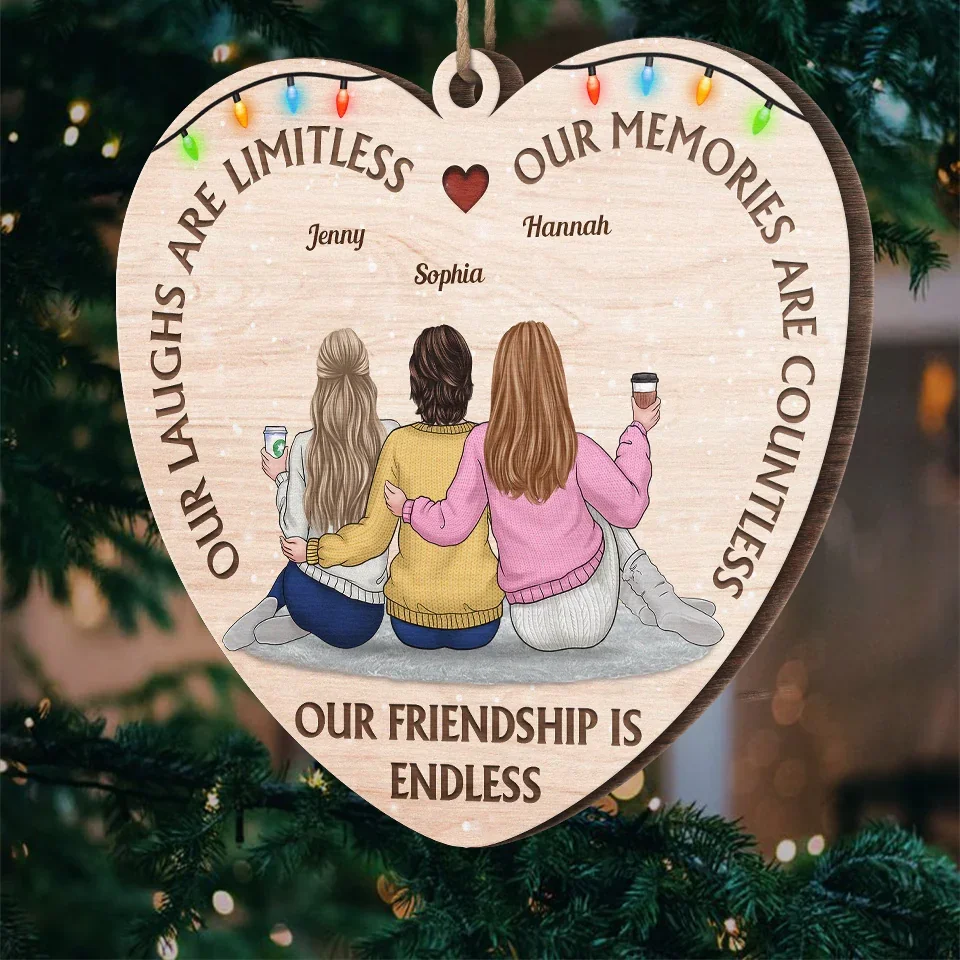 Our Laughs Are Limitless - Bestie Personalized Custom Ornament - Wood Custom Shaped - Christmas Gift For Best Friends, BFF, Sisters - Image 5