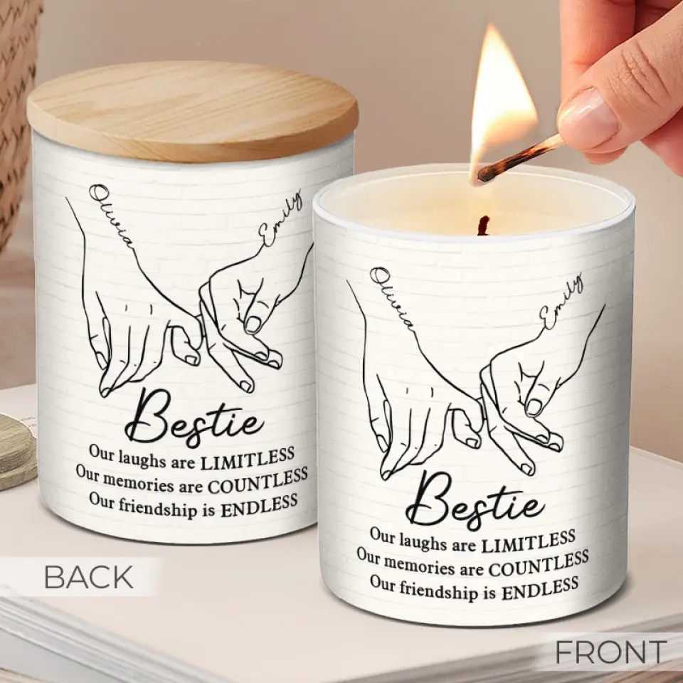 Our Laughs Are Limitless - Bestie Personalized Custom Smokeless Scented Candle - Gift For Best Friends, BFF, Sisters - Image 3