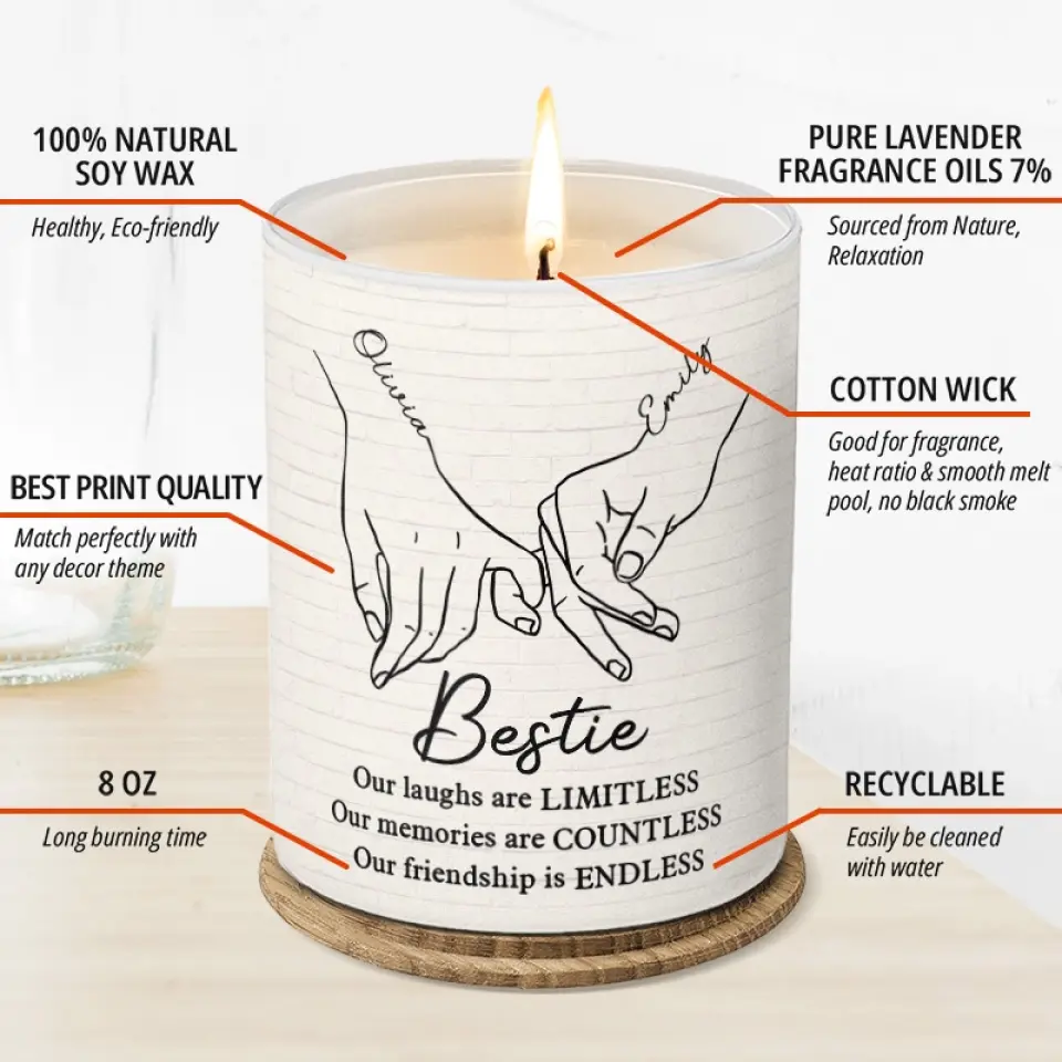 Our Laughs Are Limitless - Bestie Personalized Custom Smokeless Scented Candle - Gift For Best Friends, BFF, Sisters - Image 4