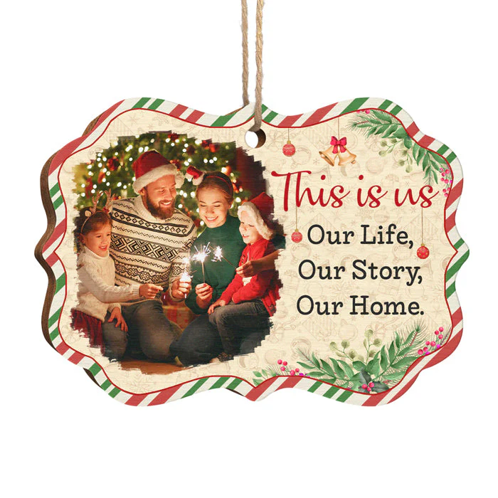 Our Life Our Story Our Home - Personalized Custom Benelux Shaped Wood Christmas Ornament, Personalized Portrait Family Photo, Custom Photo Ornament - Upload Image, Gift For Family, Christmas Gift - Image 2