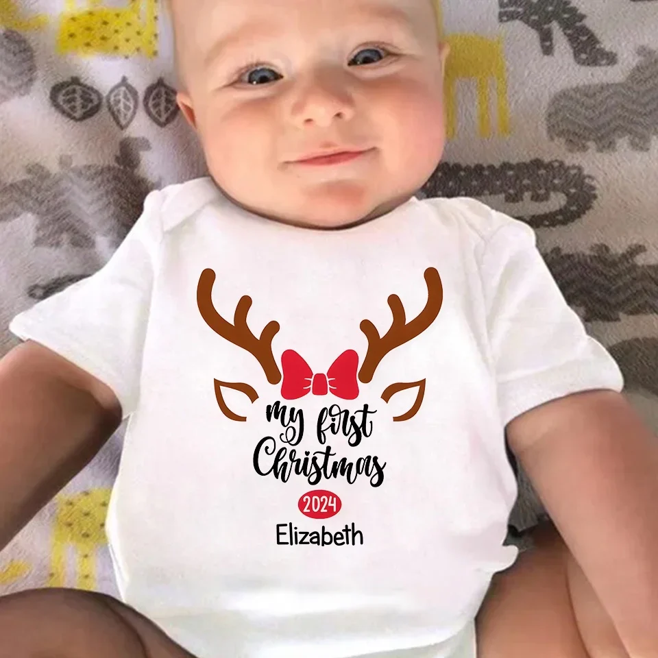 Our Little Reindeer Is Ready For Their First Sleigh Ride - Family Personalized Custom Baby Onesie - Christmas Gift For Baby Kids, Newborn Baby - Image 4