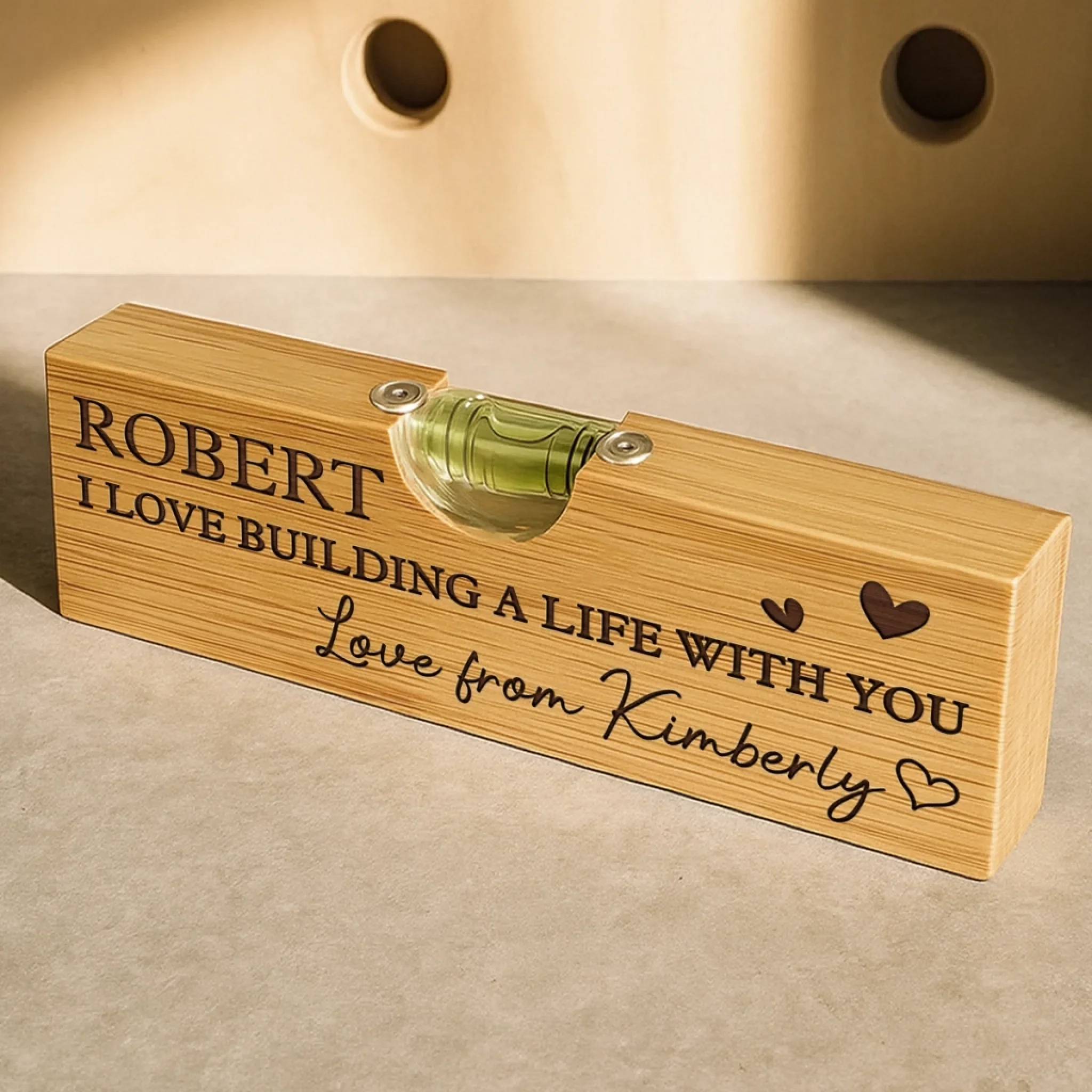Our Love Is Always Level - Couple Personalized Custom Engraved Wooden Bottle Opener With Built-in Spirit Level - Gift For Husband Wife, Anniversary - Image 5