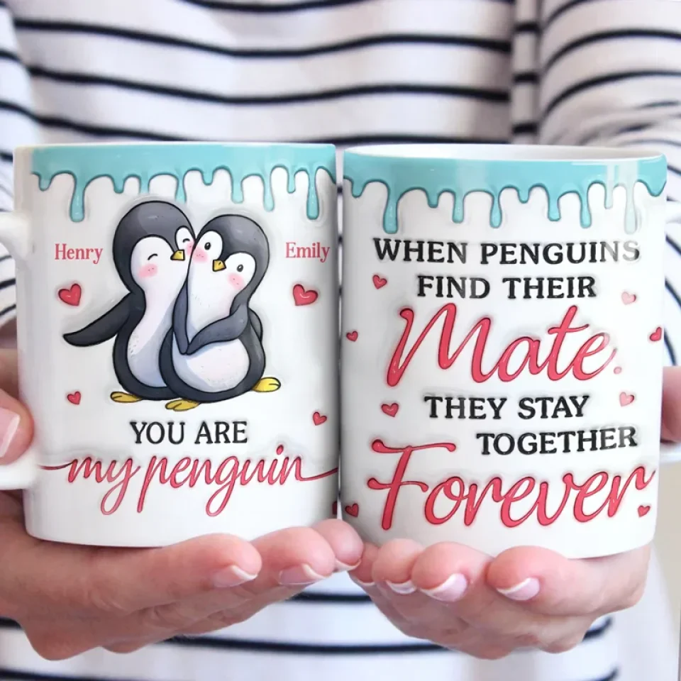 Our Love Is Like The Bond Of Penguins, Unbreakable And Eternal - Couple Personalized Custom 3D Inflated Effect Printed Mug - Gift For Husband Wife, Anniversary - Image 3