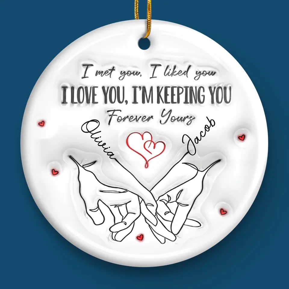 Our Love Is The Greatest Gift This Christmas - Couple Personalized Custom 3D Inflated Effect Printed Ornament - Ceramic Round Shaped - Christmas Gift For Husband Wife, Anniversary - Image 4