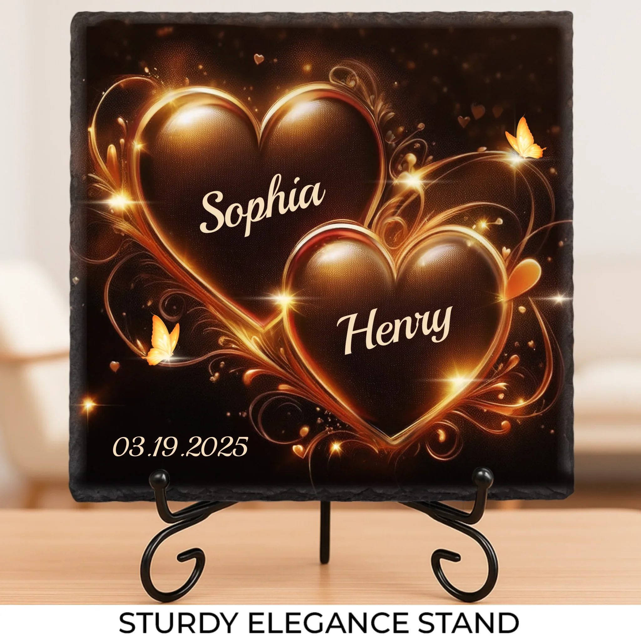 Our Love Is Timeless - Couple Personalized Custom Square Shaped Stone With Stand - Gift For Husband Wife, Anniversary - Image 2