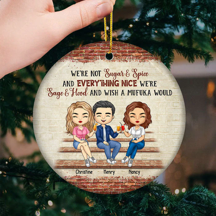 Our Memories Are Countless - Bestie Personalized Custom Ornament - Ceramic Round Shaped - Christmas Gift For Best Friends, BFF, Sisters - Image 2