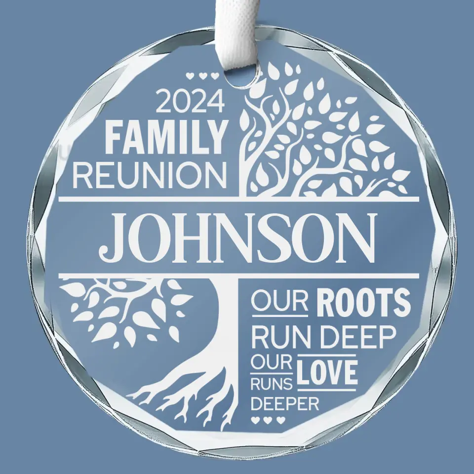 Our Roots Run Deep Our Love Runs Deeper - Family Personalized Custom Circle Glass Ornament - Christmas Gift For Family Members - Image 2