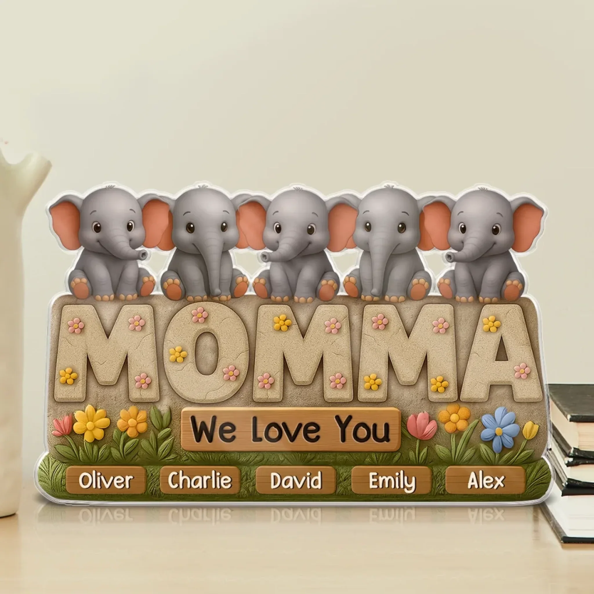 Our Tiny Feet Follow Your Big Heart - Family Personalized Custom Acrylic Plaque Custom Shape - Mother's Day, Gift For Mom, Grandma - Image 3