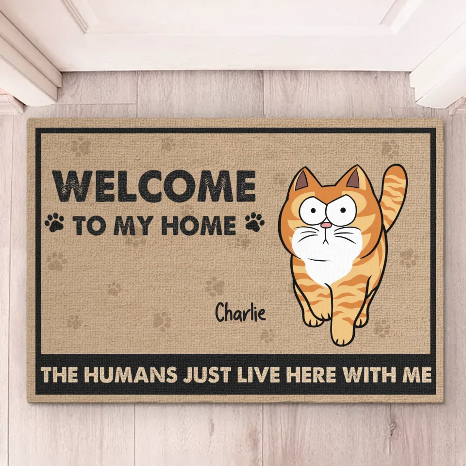 Owned By Us, Rented By Humans - Dog & Cat Personalized Custom Home Decor Decorative Mat - House Warming Gift For Pet Owners, Pet Lovers - Image 2