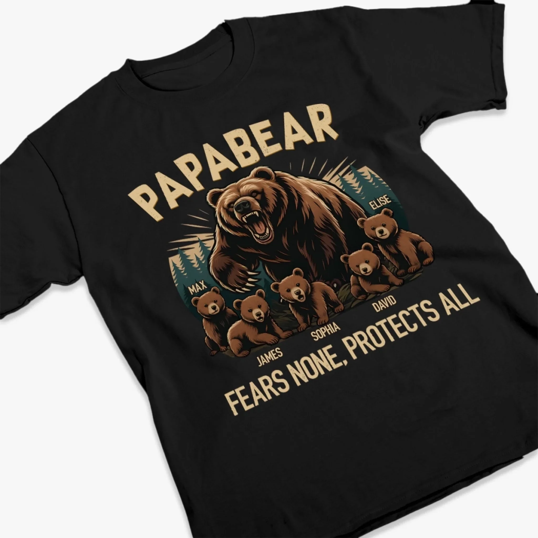 Papa Bear Mode, Always On - Family Personalized Custom Unisex T-shirt, Premium T-shirt, Hoodie - Father's Day, Gift For Dad, Grandpa - Image 3