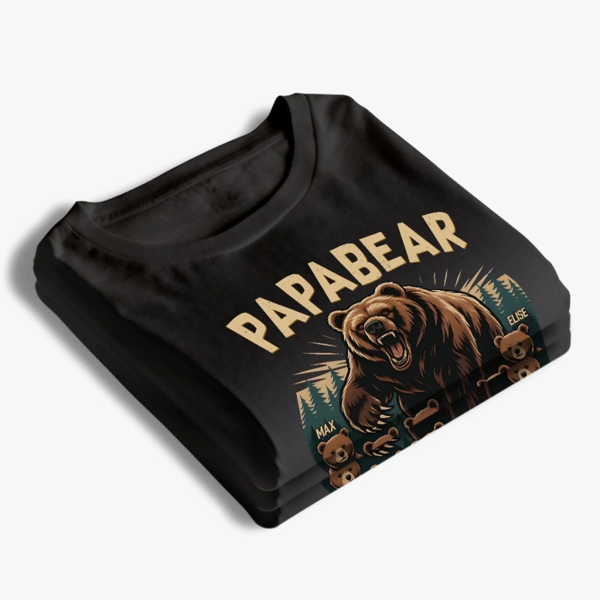 Papa Bear Mode, Always On - Family Personalized Custom Unisex T-shirt, Premium T-shirt, Hoodie - Father's Day, Gift For Dad, Grandpa - Image 4