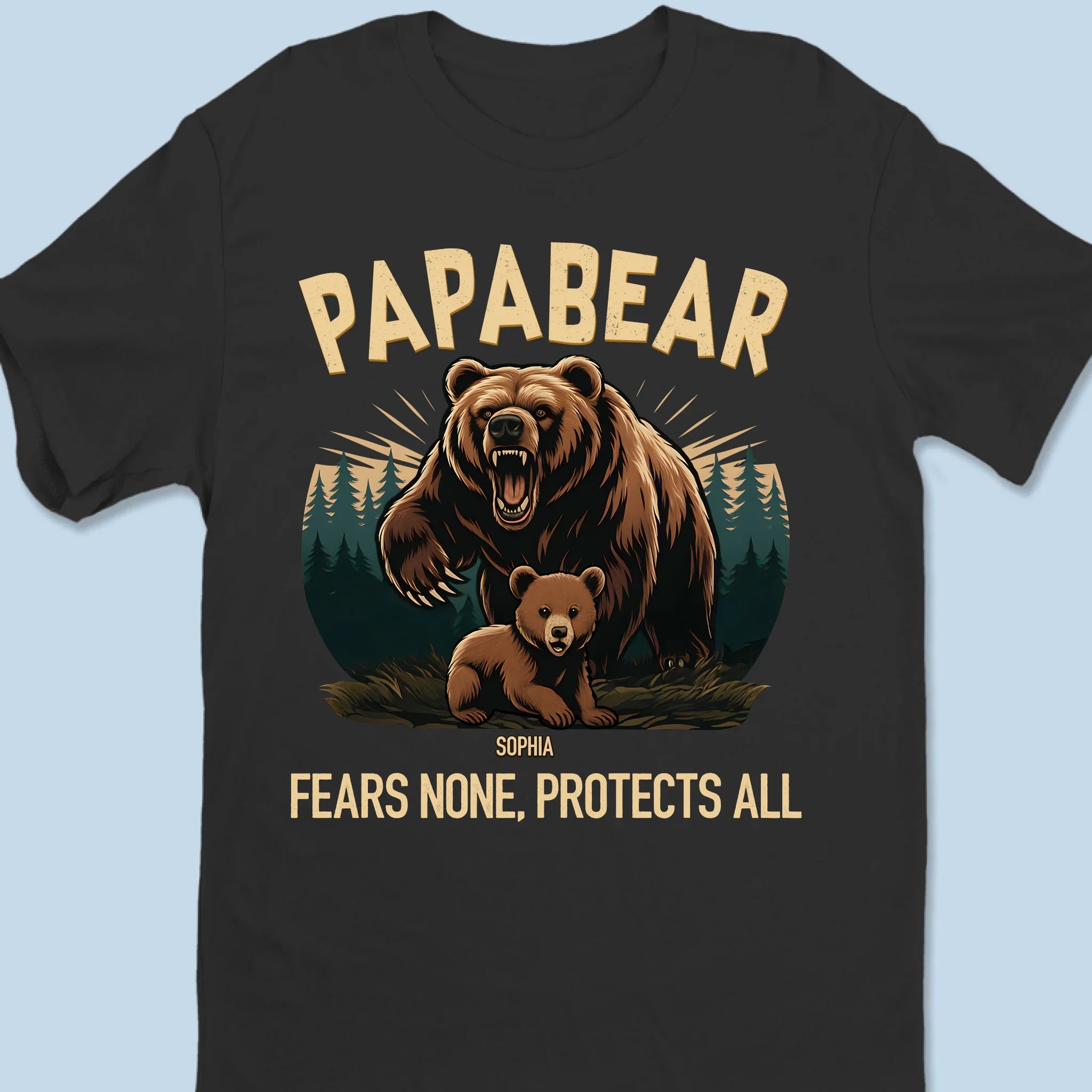 Papa Bear Mode, Always On - Family Personalized Custom Unisex T-shirt, Premium T-shirt, Hoodie - Father's Day, Gift For Dad, Grandpa - Image 6