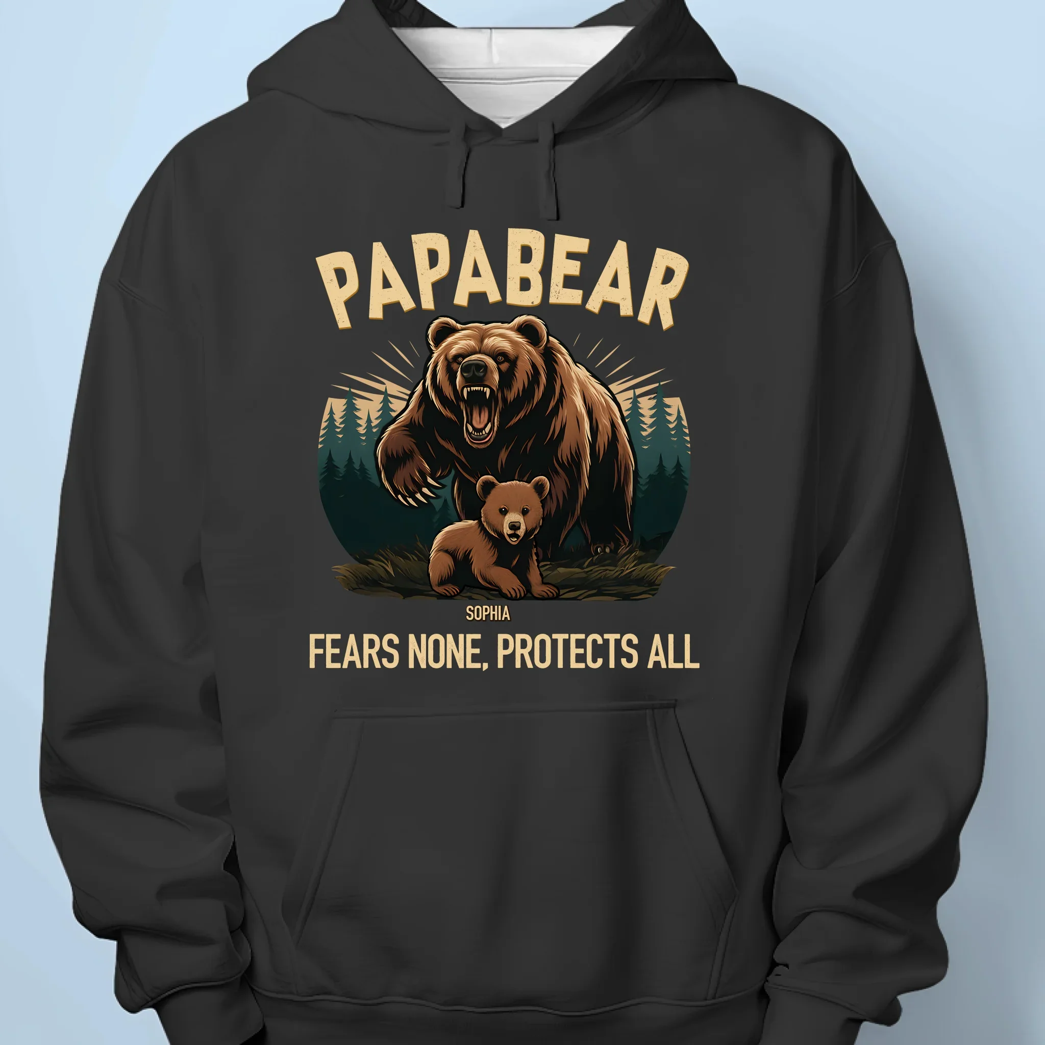 Papa Bear Mode, Always On - Family Personalized Custom Unisex T-shirt, Premium T-shirt, Hoodie - Father's Day, Gift For Dad, Grandpa - Image 7