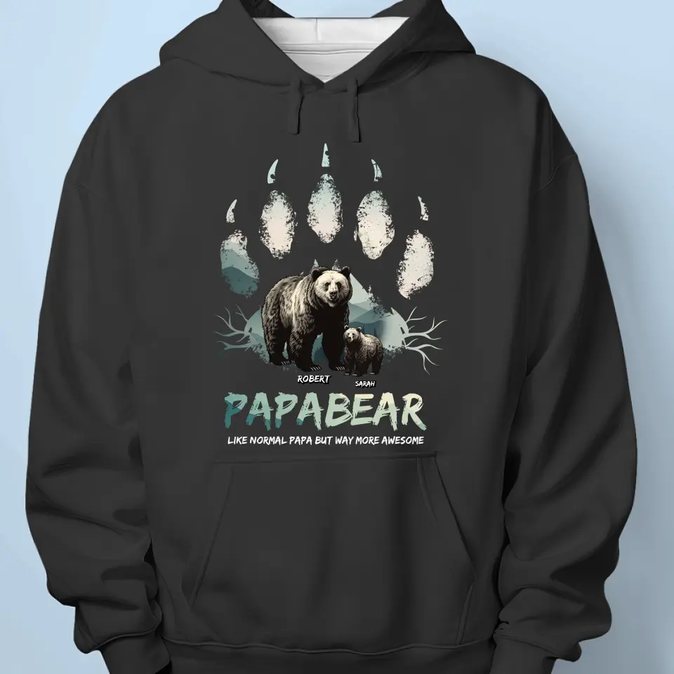 Papa Bear Showed Me Strength Isn't All About Muscles - Family Personalized Custom Unisex T-shirt, Hoodie, Sweatshirt - Gift For Dad, Grandpa - Image 5