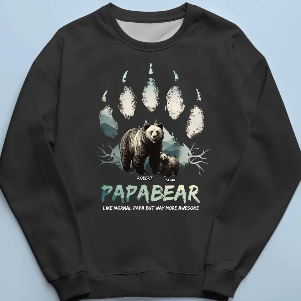 Papa Bear Showed Me Strength Isn't All About Muscles - Family Personalized Custom Unisex T-shirt, Hoodie, Sweatshirt - Gift For Dad, Grandpa - Image 6