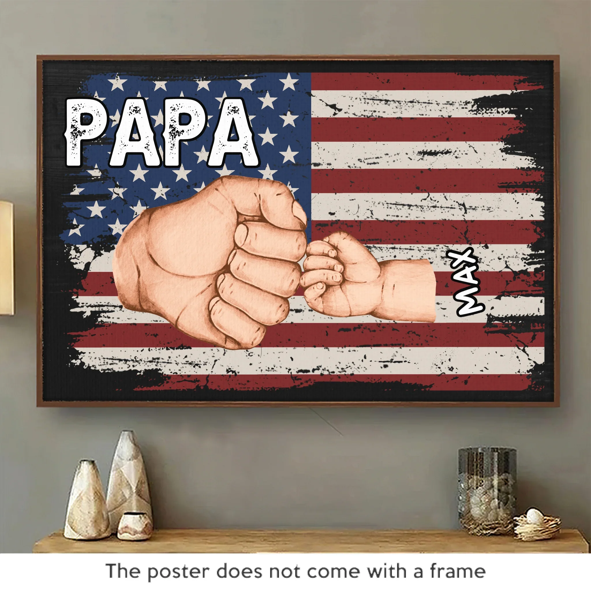 Papa & Crew, Always United - Family Personalized Custom Horizontal Poster - Father's Day, Gift For Dad, Grandpa - Image 2
