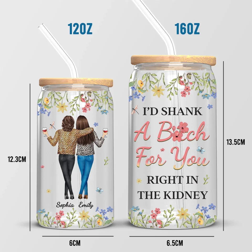 Partners In Crime And Everything Fine - Bestie Personalized Custom Glass Cup, Iced Coffee Cup - Christmas Gift For Best Friends, BFF, Sisters - Image 5