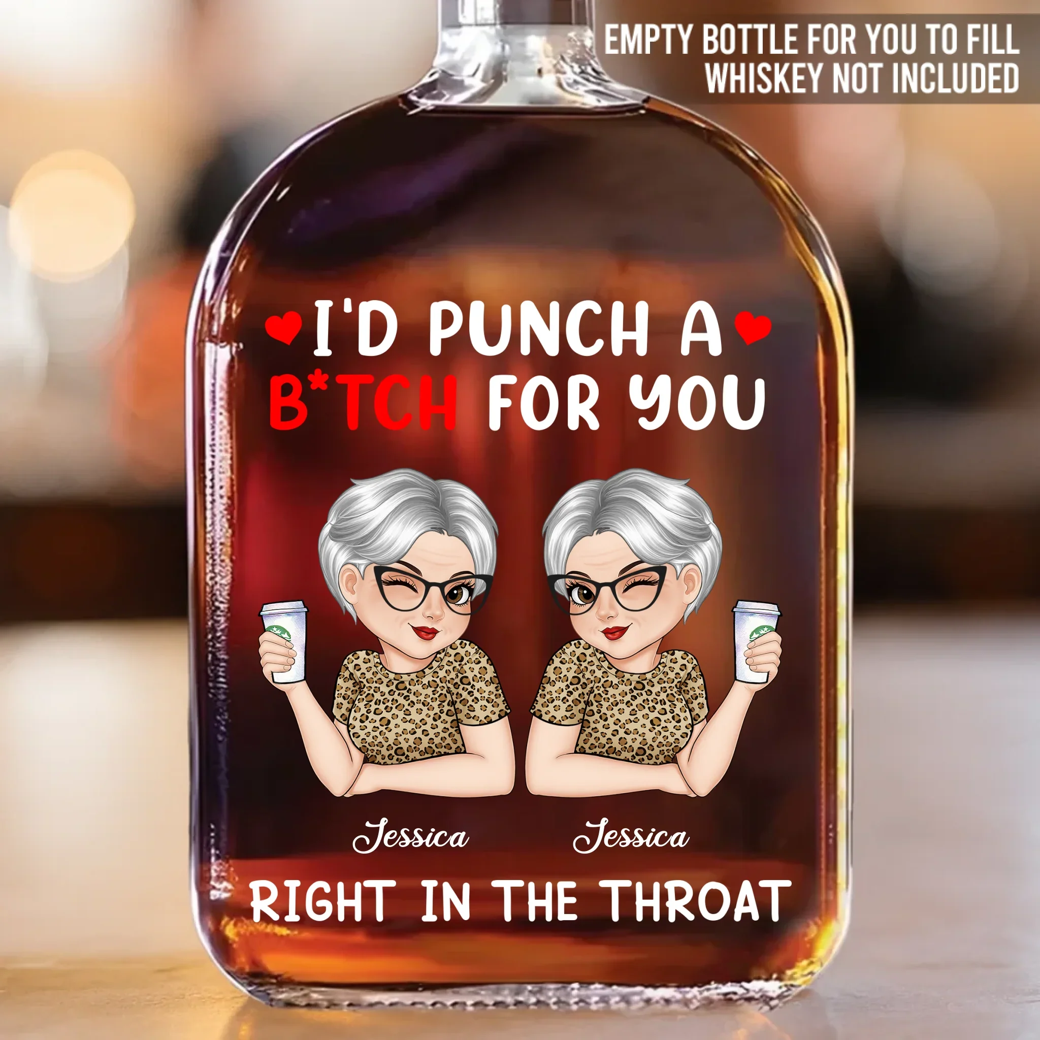 Partners In Crime - Bestie Personalized Custom Whiskey Bottle - Gift For Best Friends, BFF, Sisters - Image 2