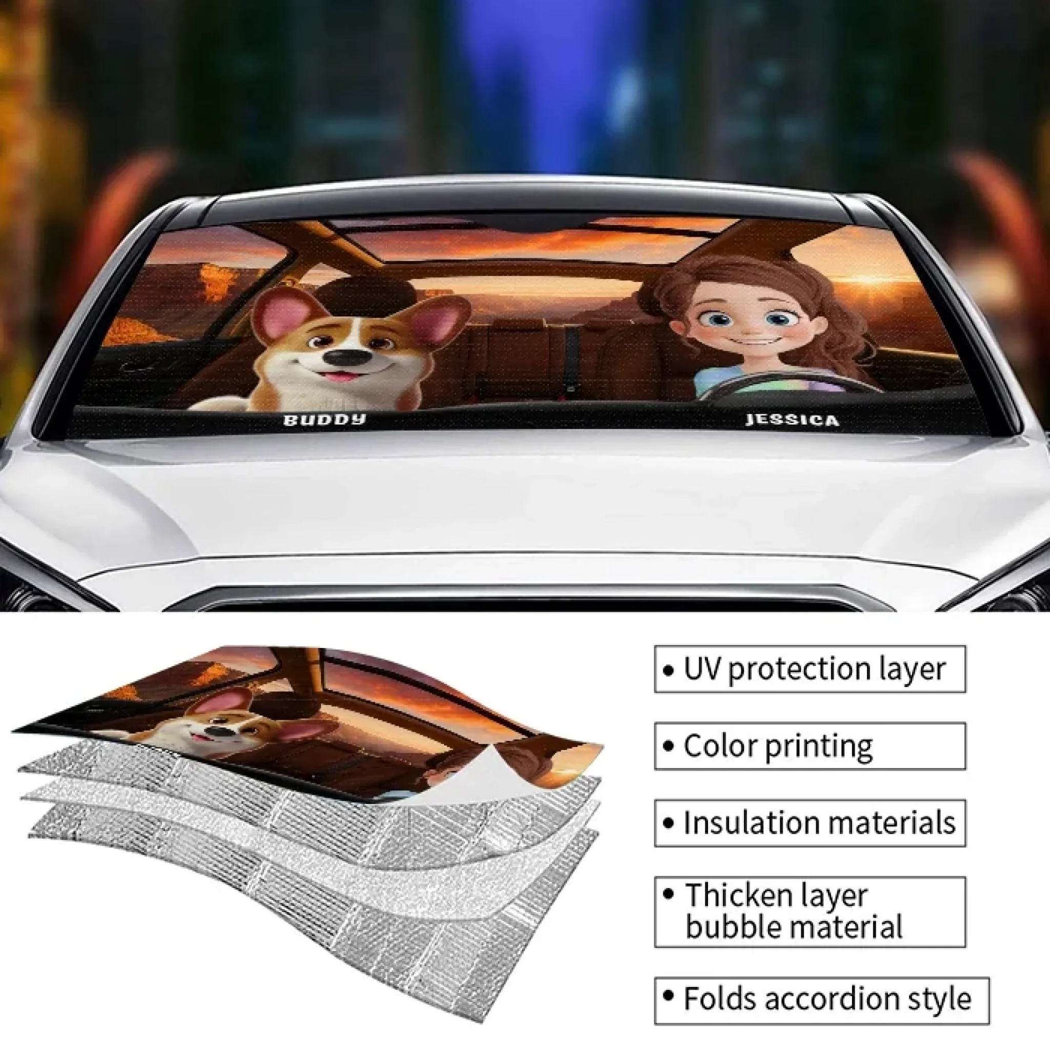 Paw-Sitively The Best Dog Mom Ever - Dog & Cat Personalized Custom Auto Windshield Sunshade, Car Window Protector - Mother's Day, Gift For Pet Owners, Pet Lovers - Image 4