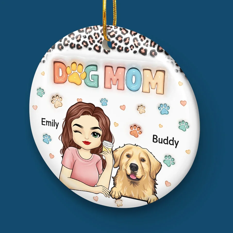 Paws And Joy Make Christmas Bright - Dog & Cat Personalized Custom 3D Inflated Effect Printed Ornament - Ceramic Round Shaped - Christmas Gift For Pet Owners, Pet Lovers - Image 5
