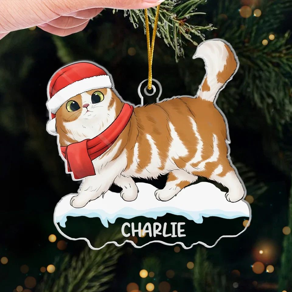 Paws And Reflect, It's Christmas Time - Cat Personalized Custom Ornament - Acrylic Custom Shaped - Christmas Gift For Pet Owners, Pet Lovers - Image 4