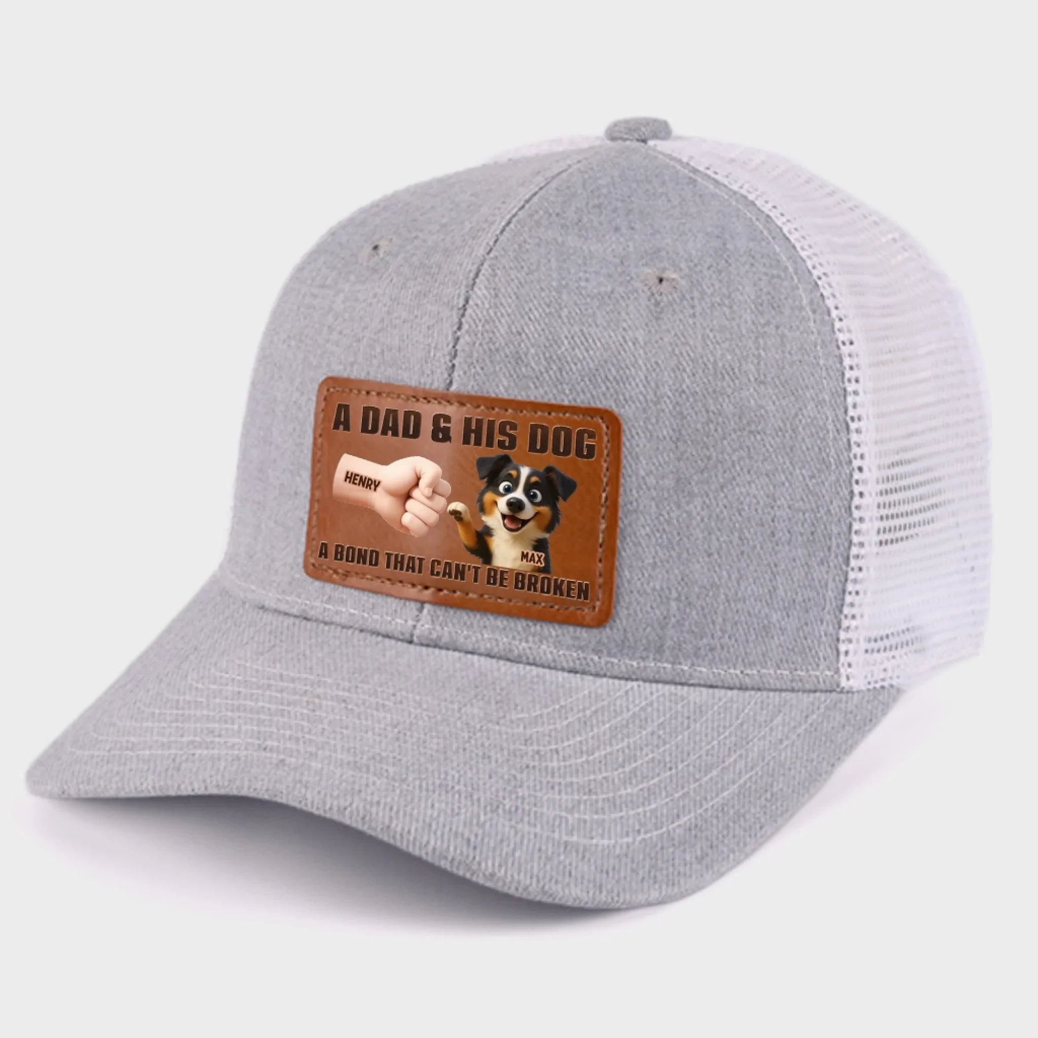 Paws Down, Best Dad Ever - Dog Personalized Custom Leather Patch Hat - Father's Day, Gift For Pet Owners, Pet Lovers - Image 7