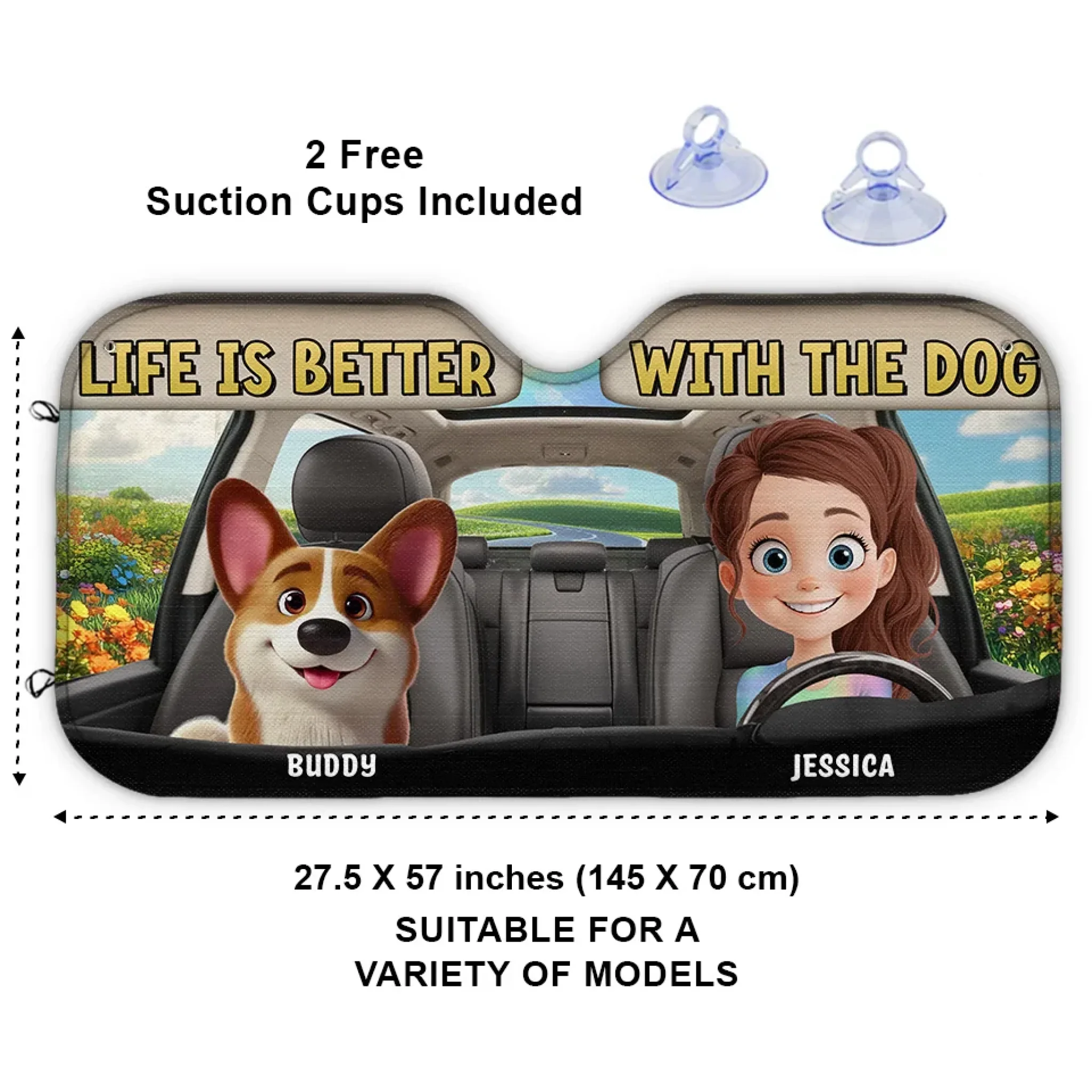 Paws & Drive, The Perfect Ride - Dog Personalized Custom Auto Windshield Sunshade, Car Window Protector - Gift For Pet Owners, Pet Lovers - Image 3