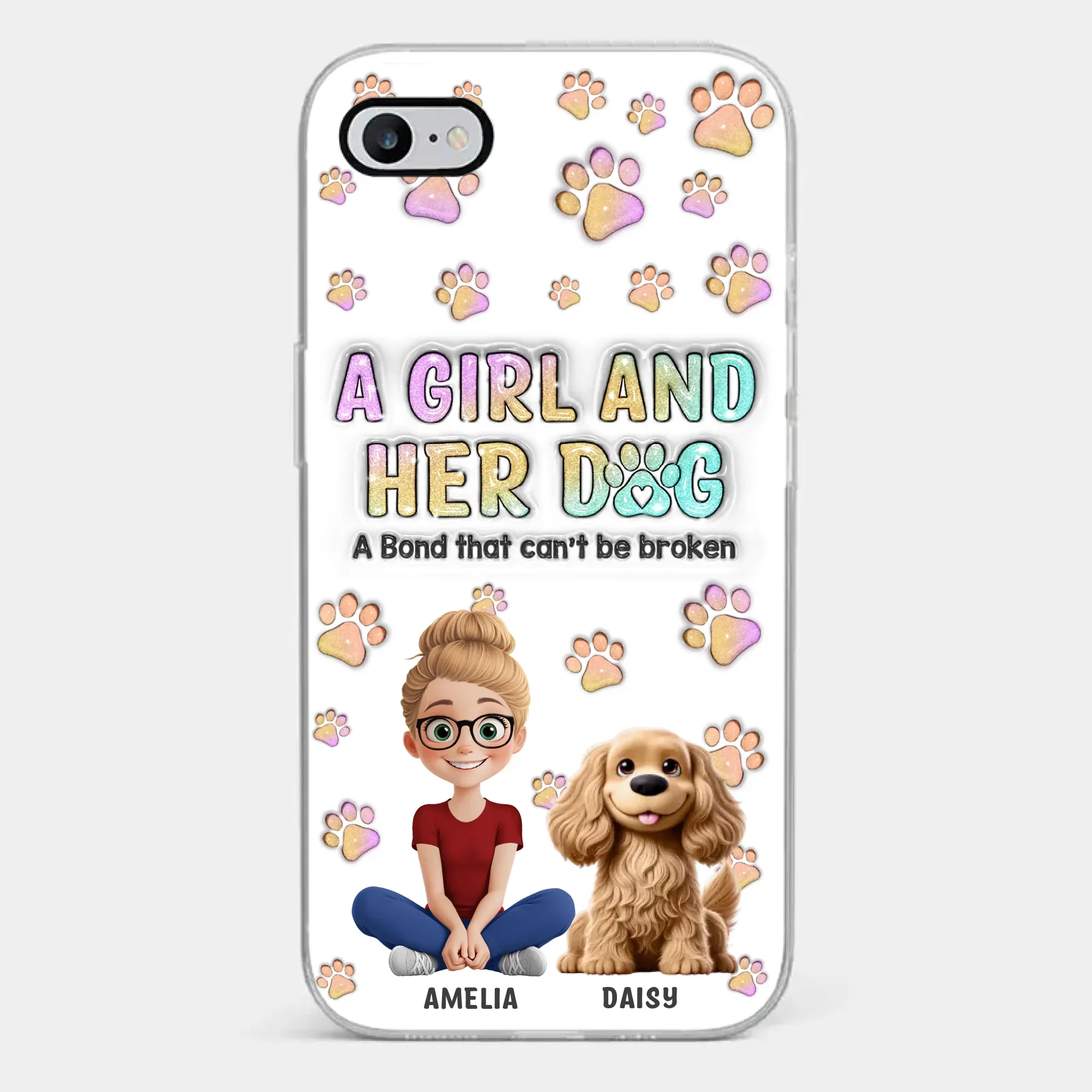 Paws, Love & Unbreakable Bonds - Dog Personalized Custom 3D Inflated Effect Printed Clear Phone Case - Gift For Pet Owners, Pet Lovers - Image 2