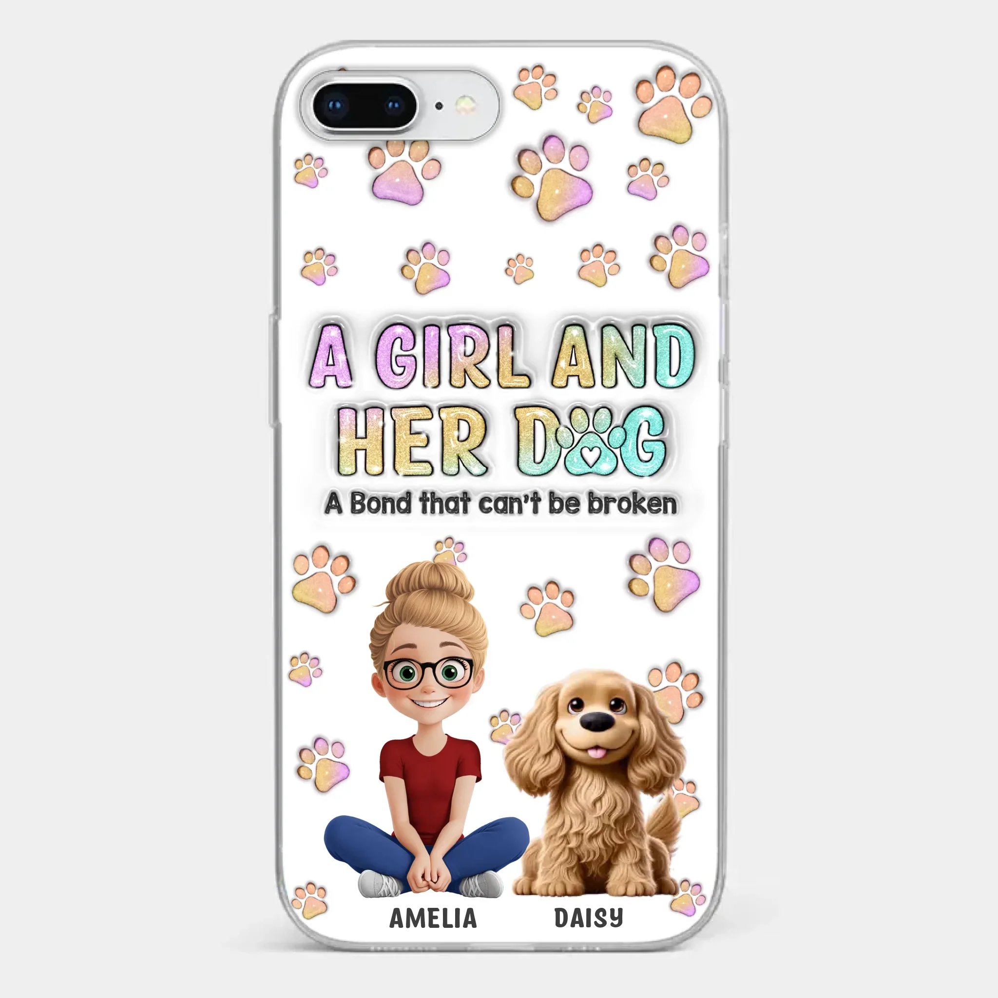Paws, Love & Unbreakable Bonds - Dog Personalized Custom 3D Inflated Effect Printed Clear Phone Case - Gift For Pet Owners, Pet Lovers - Image 3