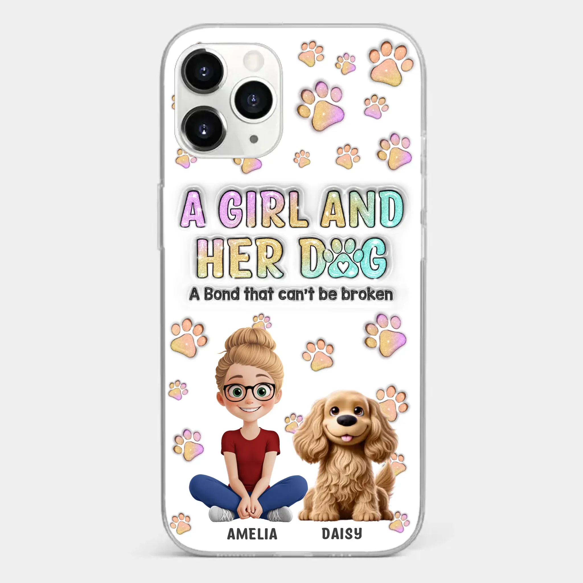 Paws, Love & Unbreakable Bonds - Dog Personalized Custom 3D Inflated Effect Printed Clear Phone Case - Gift For Pet Owners, Pet Lovers - Image 7