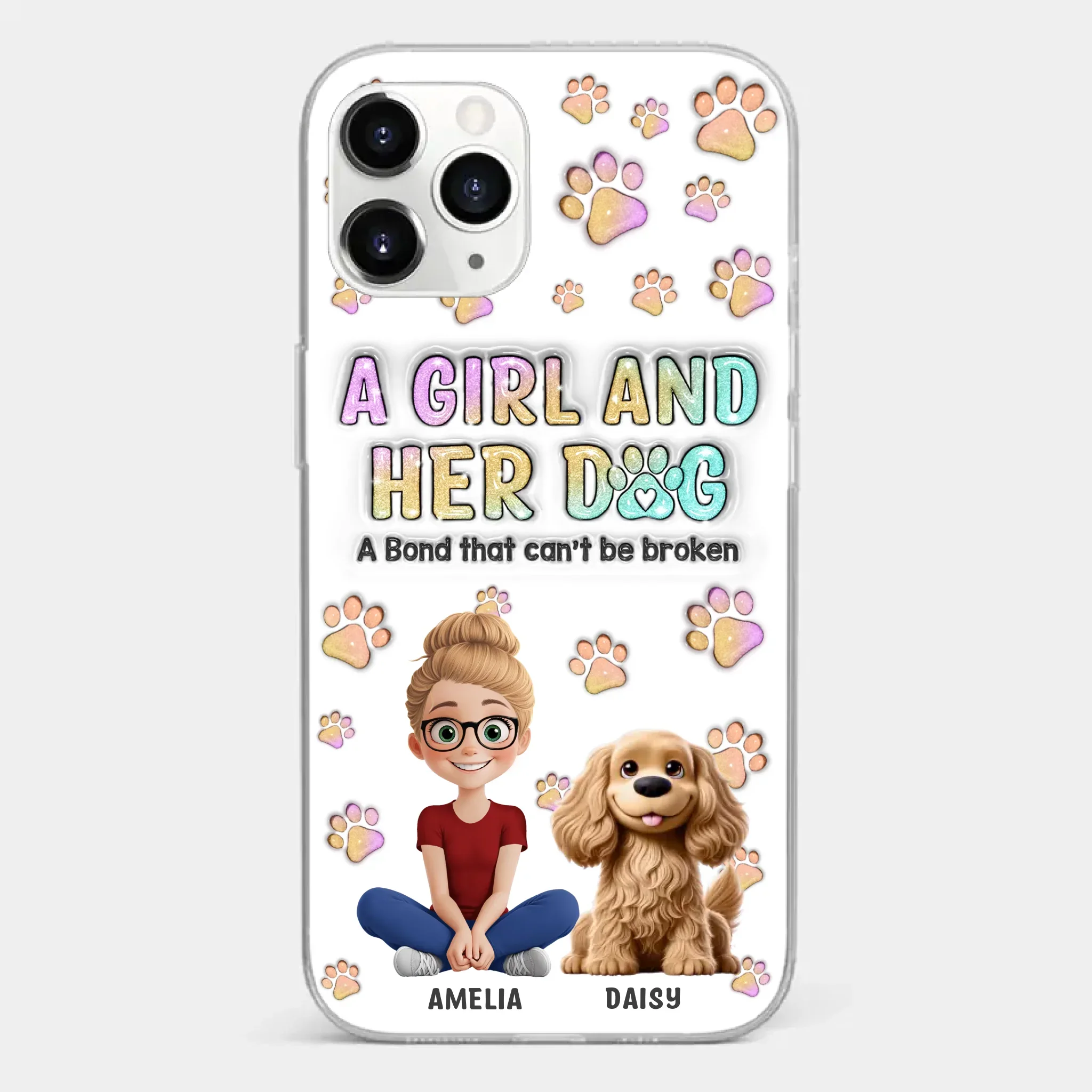 Paws, Love & Unbreakable Bonds - Dog Personalized Custom 3D Inflated Effect Printed Clear Phone Case - Gift For Pet Owners, Pet Lovers - Image 8