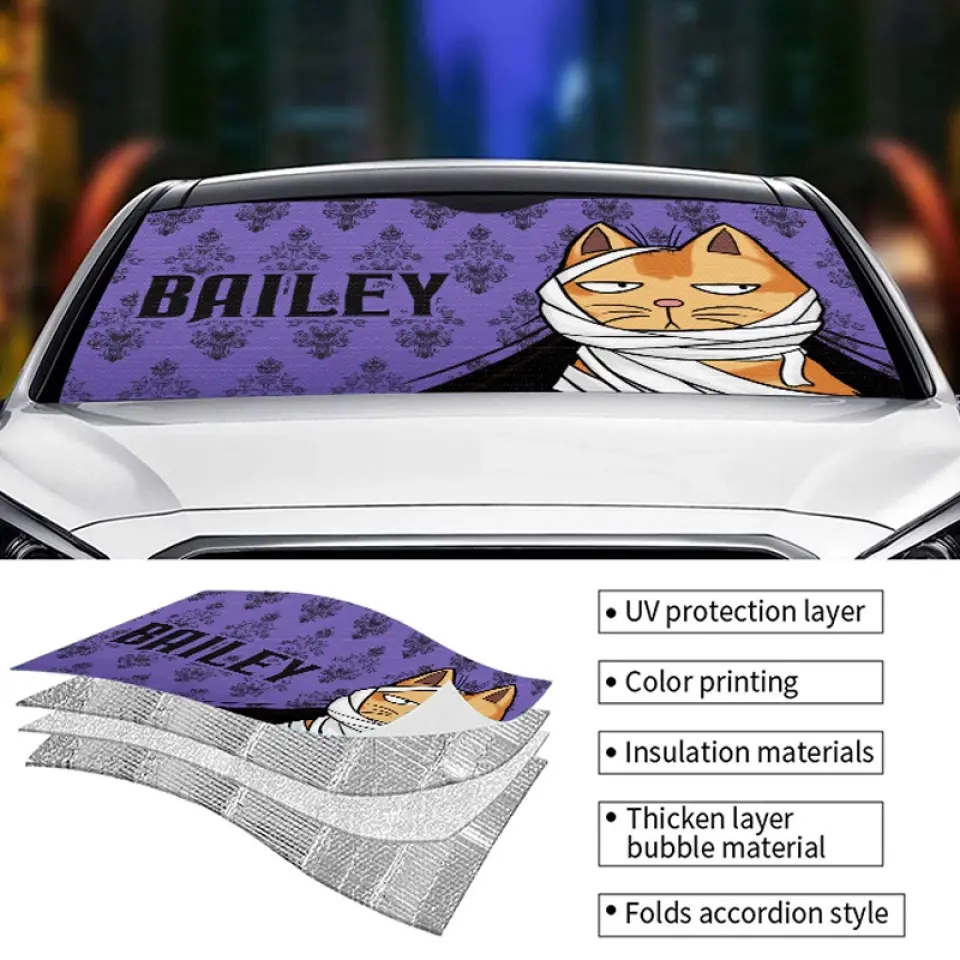 Pawsitively Bewitched By My Spooktacular Pet - Dog & Cat Personalized Custom Auto Windshield Sunshade, Car Window Protector - Halloween Gift For Pet Owners, Pet Lovers - Image 4