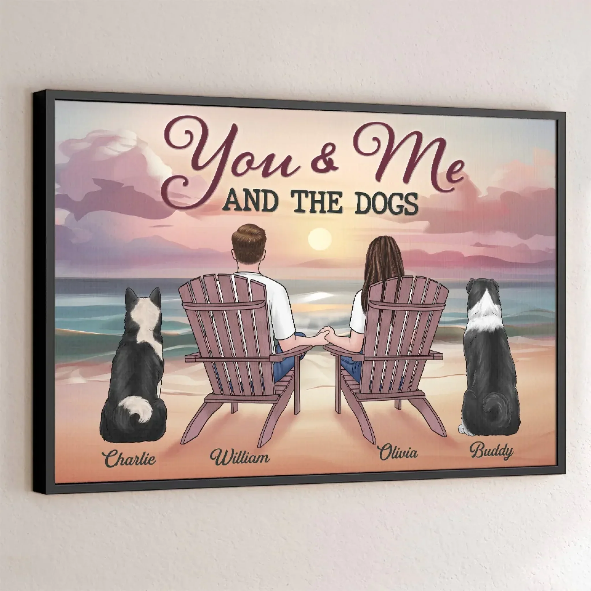 Pawsitively In Love - Couple Personalized Custom Horizontal Poster - Gift For Husband Wife, Anniversary